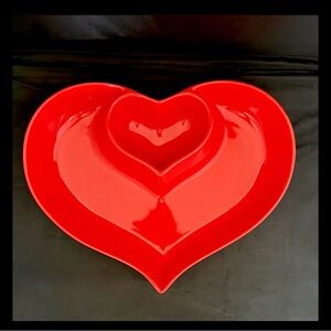Brandani RED Heart Shaped Porcelain Appetizer Bowl 11in Valentines Day New